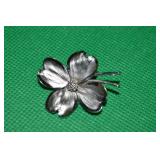 Vtg HSB Sterling Silver Flower Brooch 1.5w 4.88g