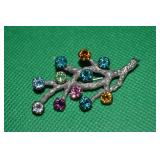 Vtg Van Dell Sterling Silver Rhinestone Branch
