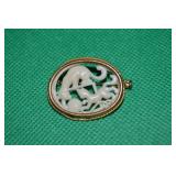 Vintage Depose France Goldtone Cats Brooch 1 3/8