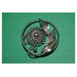 Vtg BB Sterling Silver Flower Brooch 1.5w 6.87g