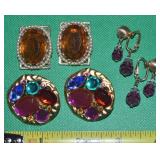 (3) Vintage Clip Earring Pairs w/ Napier Drop
