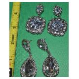 (2) Contempo Clear Rhinestone Drop Earrings
