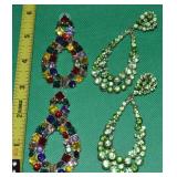 (2) Large Contempo Rhinestone Drop Earrings