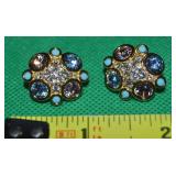 Vtg Swarovski Crystal Goldtone Clip Earrings