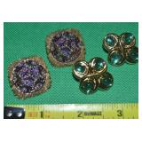 (2) Vtg Clip Earrings: Elizabeth Morrey Iridized