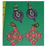 (2) Large Contempo Pierced Earring Pairs