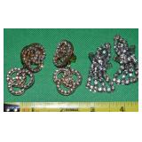 (2) Vintage Prs Clip Earrings: White Crystal / RS