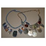 (2) Chunky Drop Pendant Necklaces w/Vtg