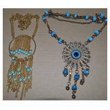 (2) Vintage Goldtone Large Pendant Necklaces