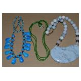 (3) Costume Jewelry Necklaces w/ Kidney Bead