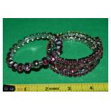 (2) Contempo Silvertone Pink Crystal Bracelets