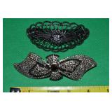(2) Contempo Large Hair Clips w/ Rhinestones +