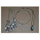 (3) Vtg-Contempo Silvertone Necklaces w/Premier
