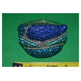 Contempo Chunky Blue Crystal Silver Cuff Bracelet