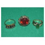 (3) Contempo Goldtone Costume Rings