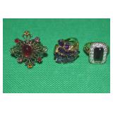 (3) Contempo Goldtone Costume Rings