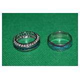 Vintage/Contempo Silvertone Band Rings w/Inlay