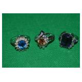 (3) Contempo Silvertone Costume Rings