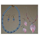 (2) Contempo Jewelry Sets: Blue Beaded w/RS +