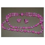 Vtg West Germany 2 Row Pink Beaded Necklace