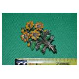 Vintage Exquisite Rhinestone & Enamel Flower
