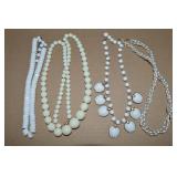 (4) Vintage Necklaces w/ Faux Pearl & Faceted