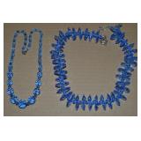 925 Sterling Clasp AB Blue Crystal Necklace +