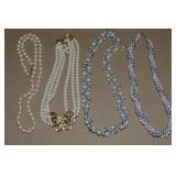 (4) Vintage Faux Pearl Necklaces w/ Avon, Japan
