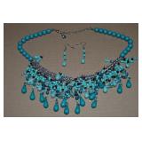 DaVinci Faux Turquoise Beaded Necklace + Pierced
