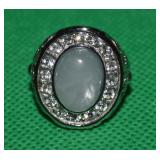 316L Stainless Steel Aquamarine & White Crystal