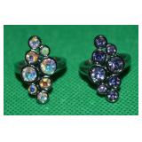 (2) Silvertone Austrian Crystal Rings Size 7