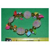 Vintage Blown Glass Colorful Flowers Bracelet