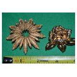 (2) Vintage Brooch Lot: Avon RS Rose + Sunburst