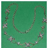 NF 925 Sterling Silver CZ Flowers Necklace 17"