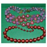 (2) Vintage Beaded Necklaces w/ Triple Strand