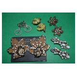 (5) Vintage Rhinestone Clip Earring Pairs