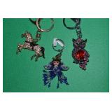 (3) Contempo Keychains w/ Rhinestone Horse +