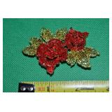 Contempo Glitzy Goldtone Roses Rhinestone