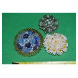 (3) Vintage Round Flower Design Brooch Lot
