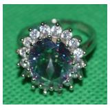 925 Sterling SIlver Mystic Topaz Cocktail Ring Sz