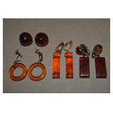 (4) MCM Faux Amber/Acrylic Clip / Screwback