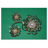 Vtg Sarah Coventry Goldtone AB Rhinestone Set