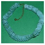 Vtg Trifari Serpentine Turquoise Necklace Adjust