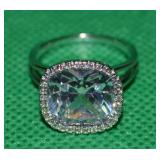 925 Sterling China White Topaz Ring Size 7