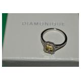 Diamonique 925 Sterling Yellow CZ Ring Sz 10