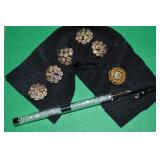 Vintage Buttons: 5 w/ AB Rhinestones + Bracelet