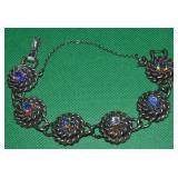 Vtg Coro Silvertone AB Rhinestone Bracelet