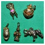(4) Vintage Goldtone Avon Charms + Elephant