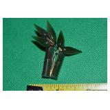 Vintage Goldtone Faux Jade Bamboo Brooch