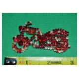 Vintage Red Rhinestone Motorcycle Brooch *